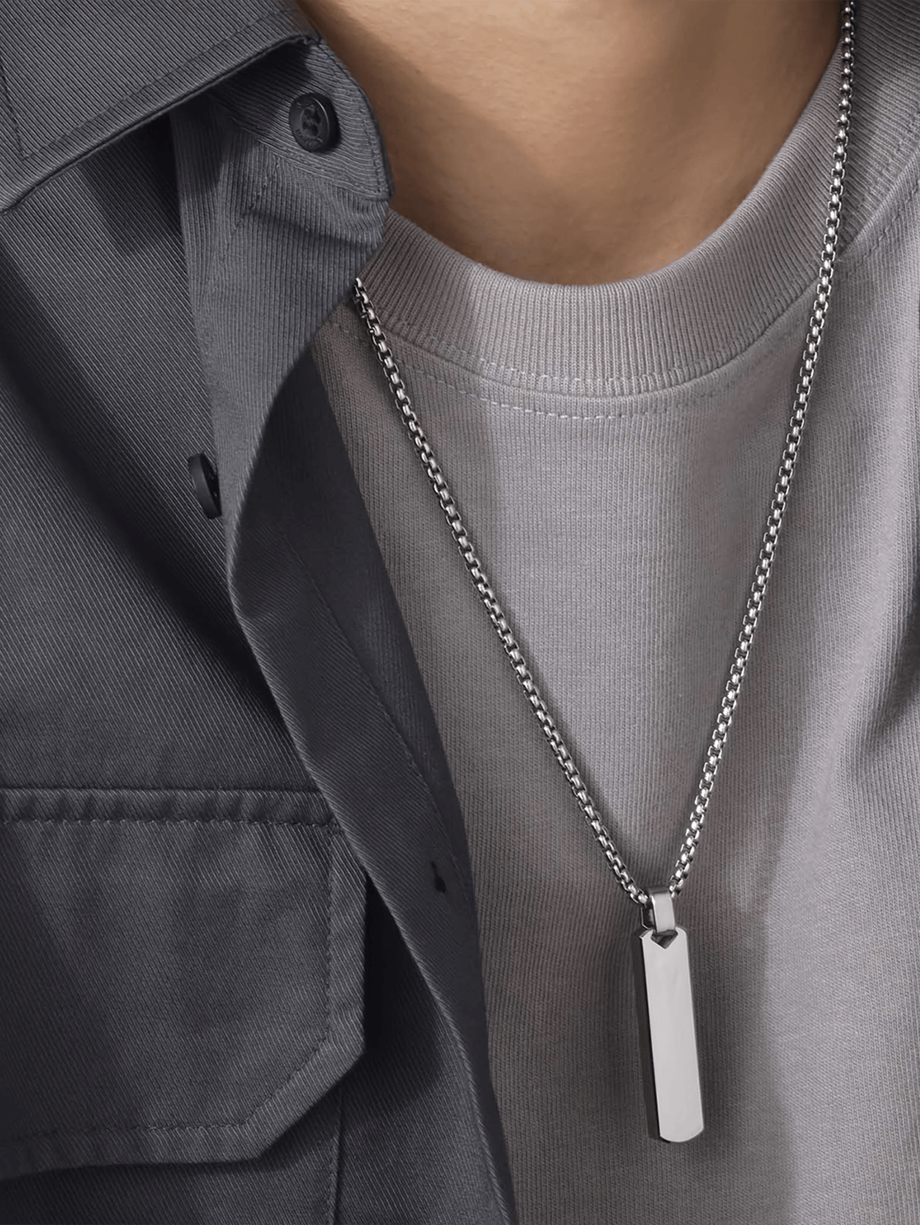Polished Stainless Steel Bar Pendant